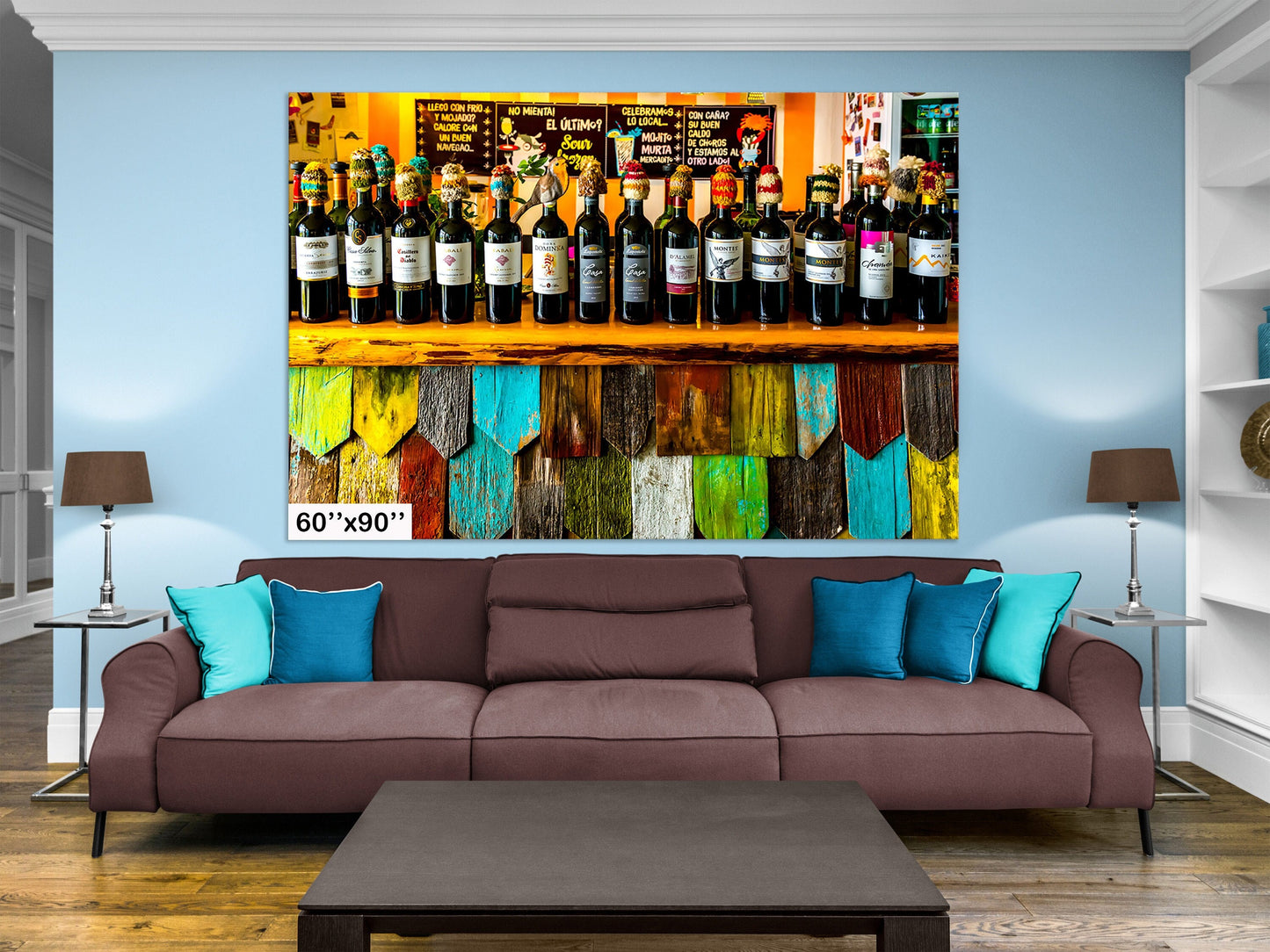 Colorful Wine Bottle Print, Chilean Wine Wall Art, Chiloe Art, Wine Wall Decor, Canvas Print, Chilean Photography, Wine Bar