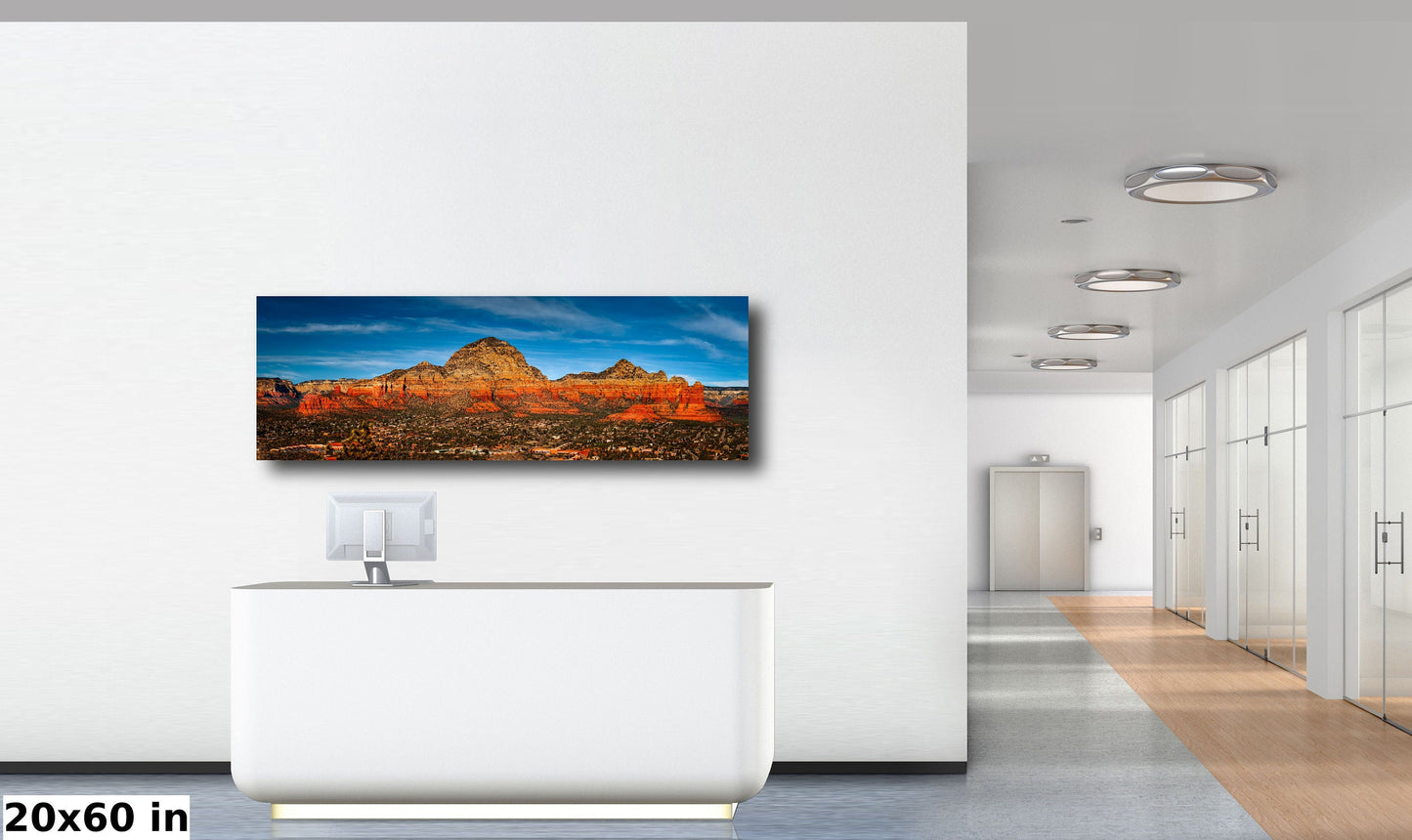 Sedona City Sunset, Red Rock, Arizona Wall Art Canvas Print, Sonoran Desert landscape, home art decor, wall decor, interior design, Panorama