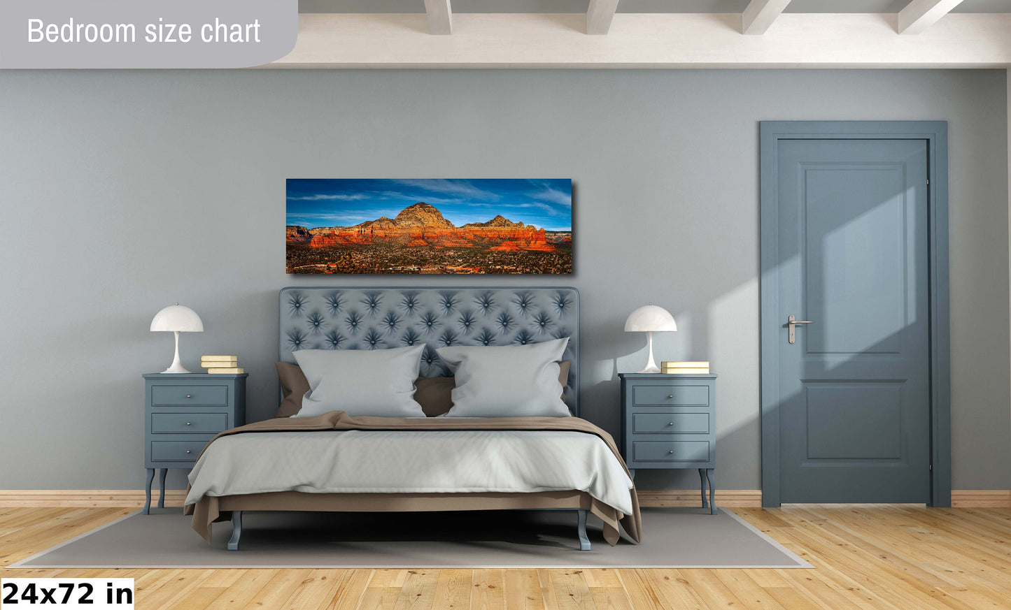 Sedona City Sunset, Red Rock, Arizona Wall Art Canvas Print, Sonoran Desert landscape, home art decor, wall decor, interior design, Panorama