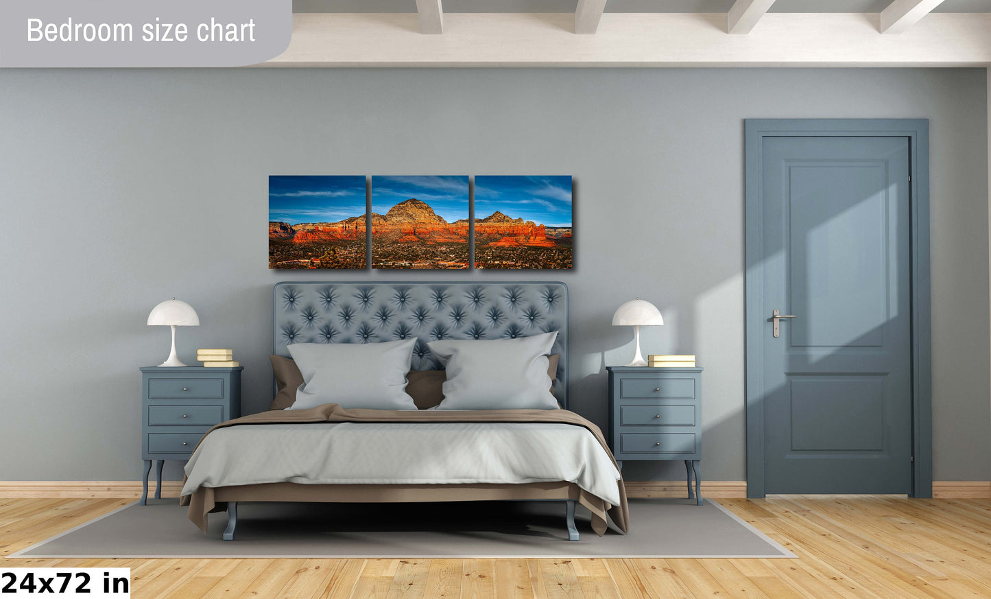 Sedona City Sunset, Red Rock, Arizona Wall Art Canvas Print, Sonoran Desert landscape, home art decor, wall decor, interior design, Panorama