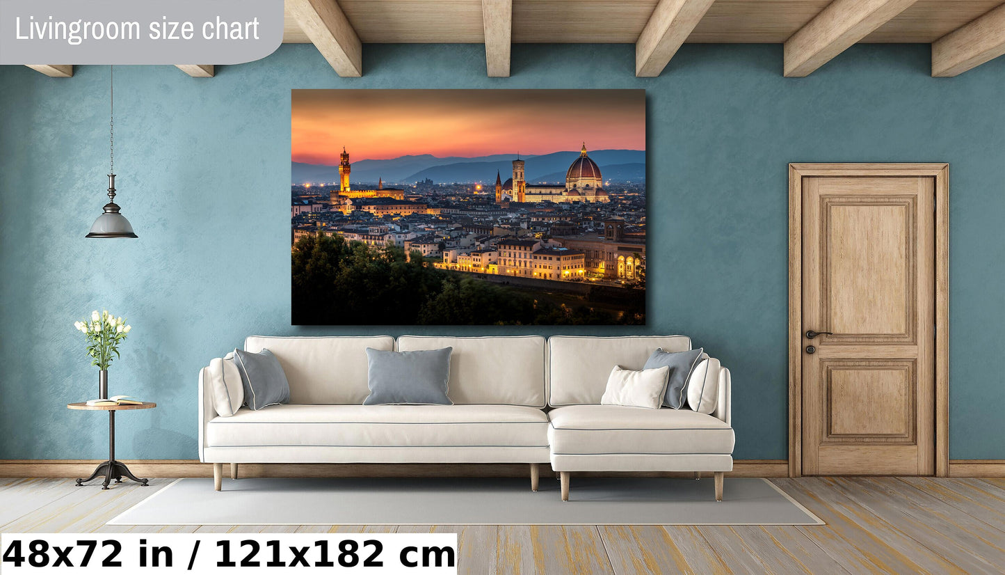 Florence Italy Canvas Art, Duomo Florence Photo, Gift, Vibrant Sunset Cityscape, Tuscany Souvenir Canvas Print, Italy Travel Art, Italy art