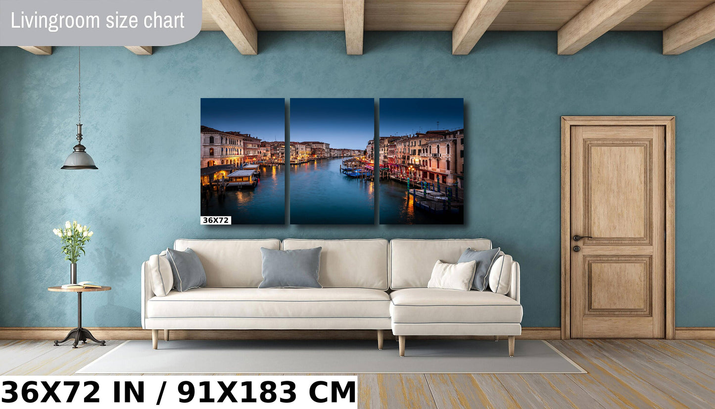 Venice Dawn, Grand Canal, Italy Wall Art, Gondola, Rialto Bridge, Venetian, Travel Photography, Cityscape, Blue Hour, Waterscape, Romantic Decor, Twilight, UNESCO, Pastel Sky, Reflection