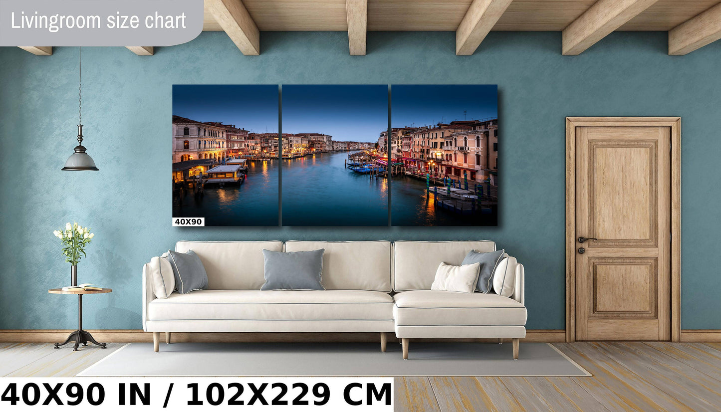 Venice Dawn, Grand Canal, Italy Wall Art, Gondola, Rialto Bridge, Venetian, Travel Photography, Cityscape, Blue Hour, Waterscape, Romantic Decor, Twilight, UNESCO, Pastel Sky, Reflection