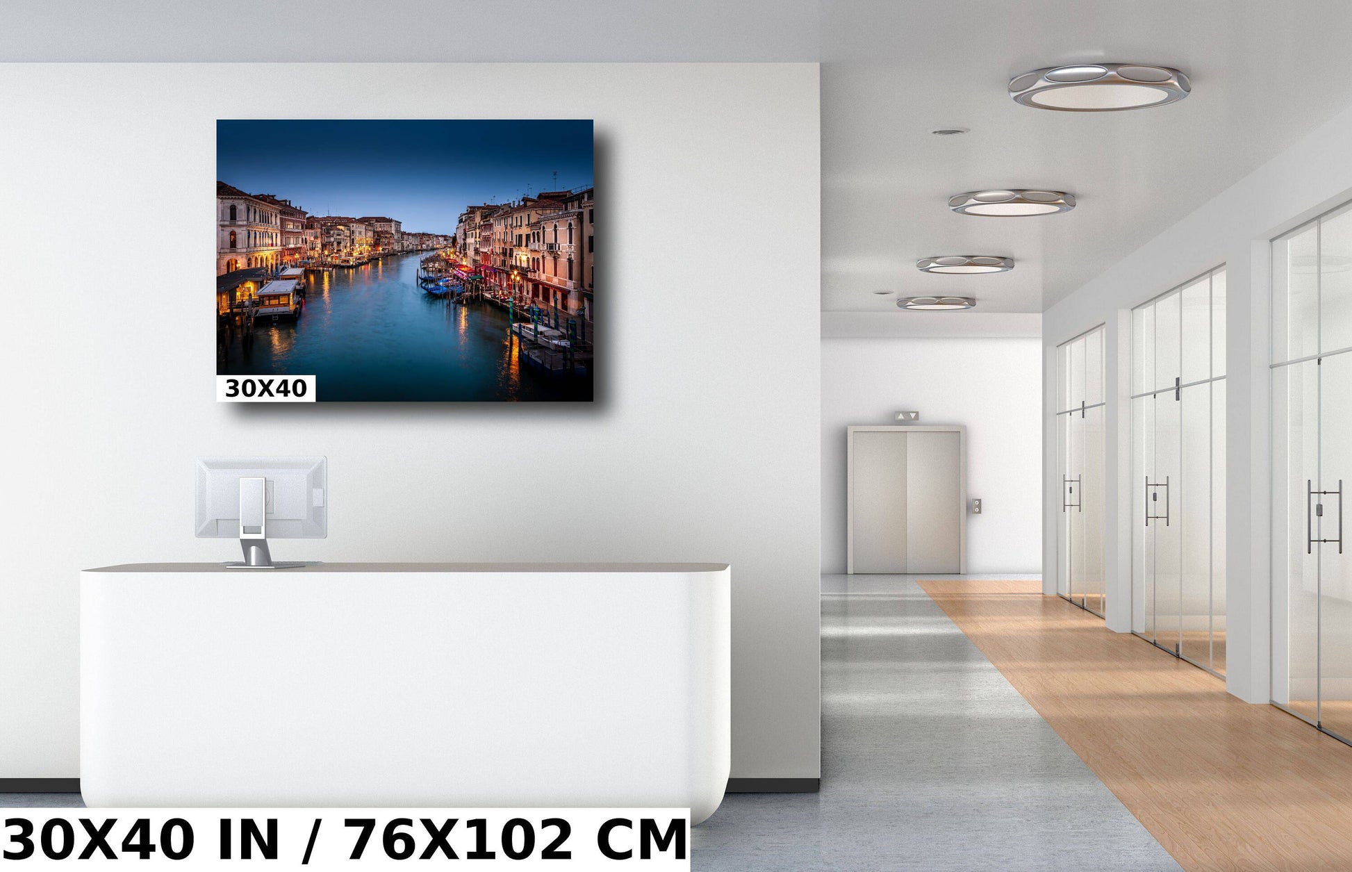 Venice Dawn, Grand Canal, Italy Wall Art, Gondola, Rialto Bridge, Venetian, Travel Photography, Cityscape, Blue Hour, Waterscape, Romantic Decor, Twilight, UNESCO, Pastel Sky, Reflection