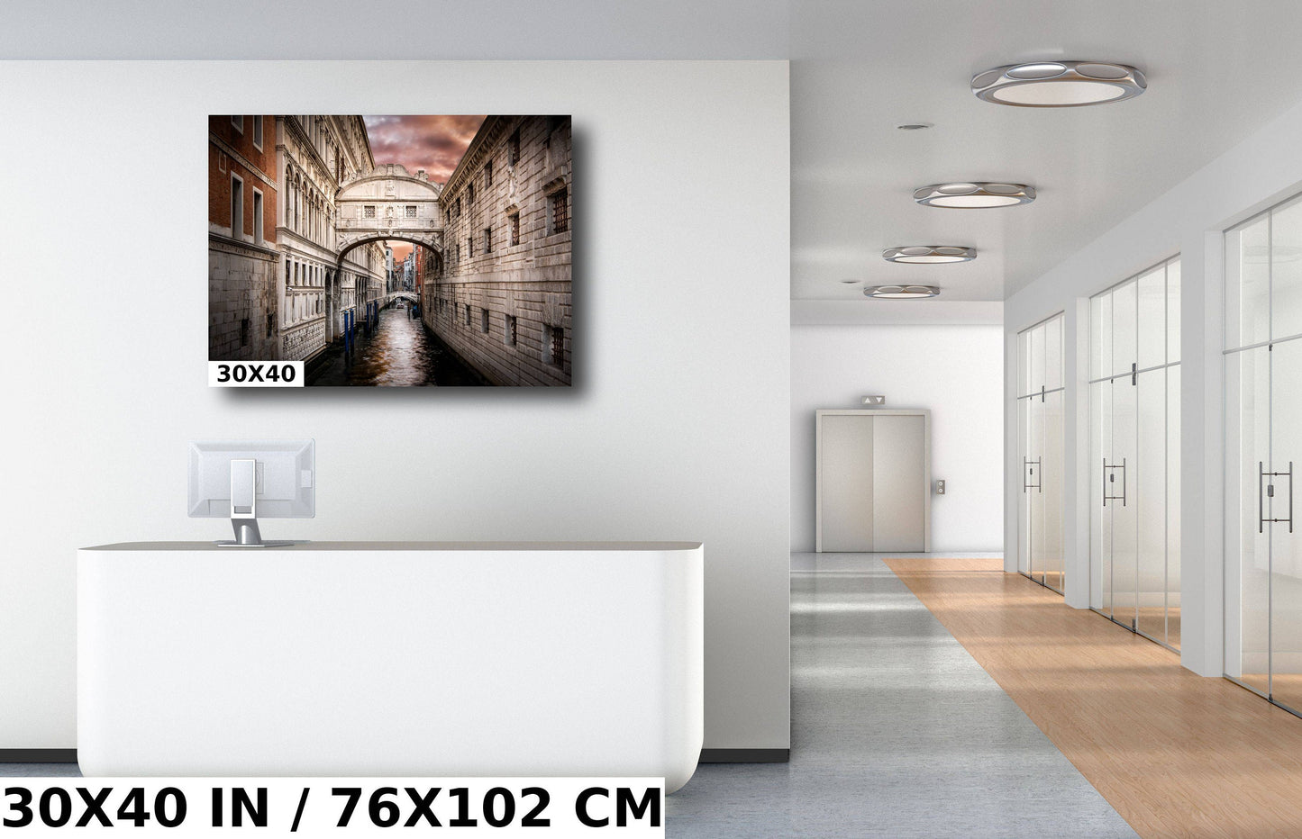 Venice Bridge of Sighs, Venice Photography, Fine Art Print, Italy Landscape, Water Reflection, Color Travel Wall Art, Prison, Gift Limestone