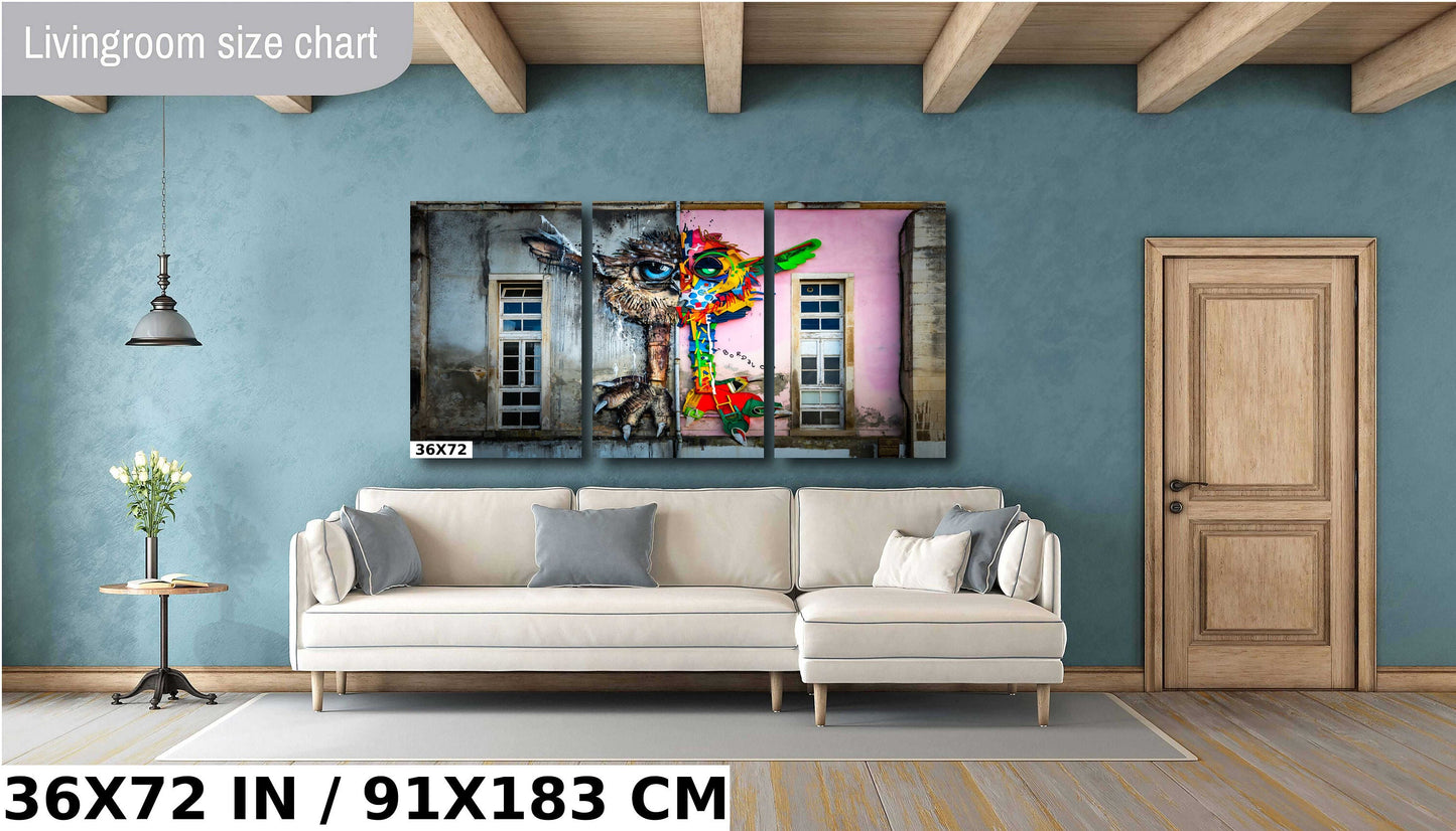 Portugal wall Art, Coimbra University, Modern wall art, Canvas Print, Owl Mural, Public Art, home art decor, wall decor, interior design