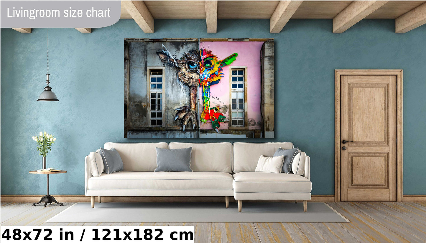 Portugal wall Art, Coimbra University, Modern wall art, Canvas Print, Owl Mural, Public Art, home art decor, wall decor, interior design