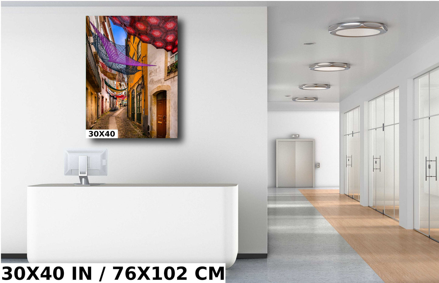 Portugal Street Art, Narrow European street, Coimbra, Modern wall art, Canvas Print, Public Art, home decor, wall decor, interior design