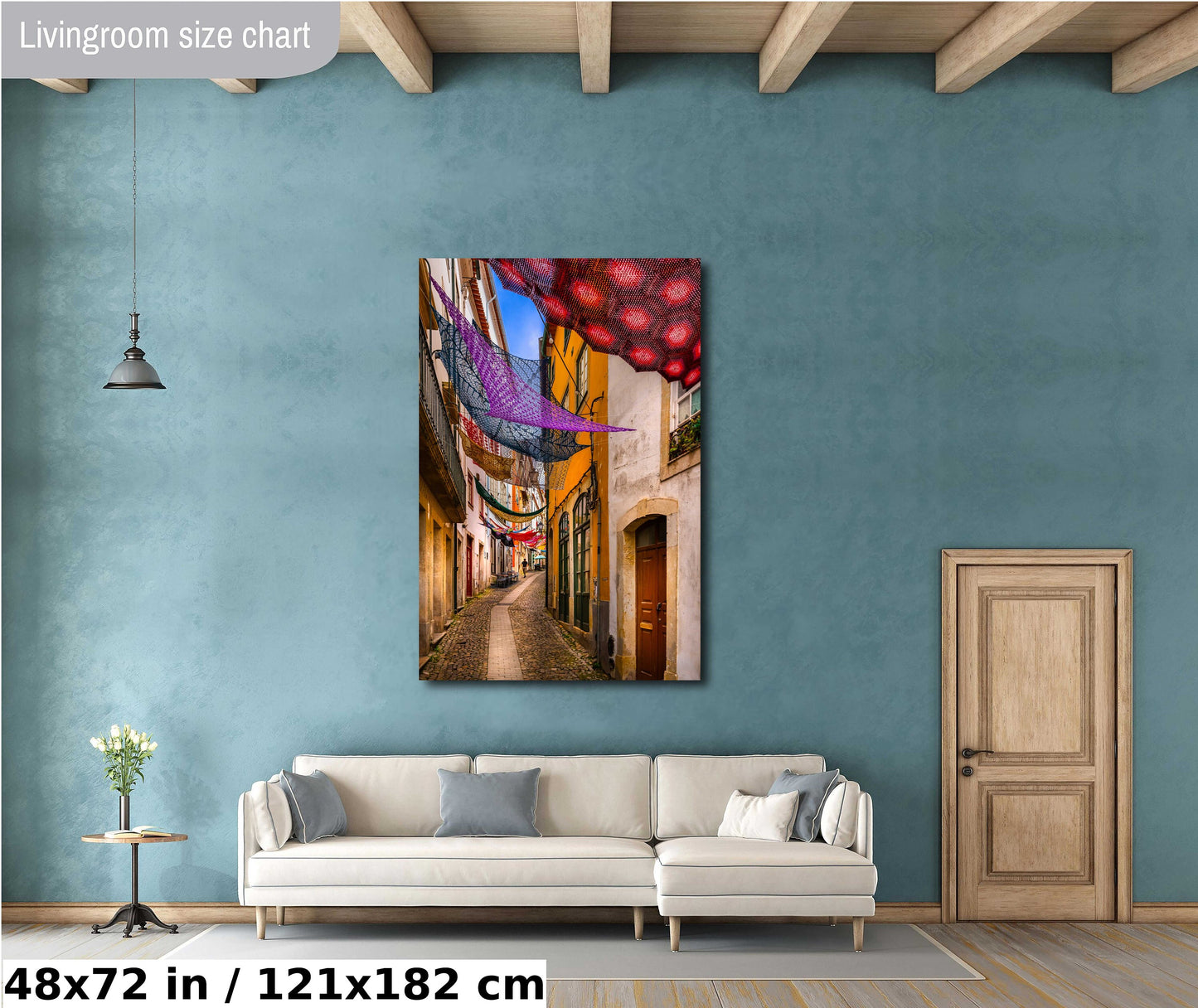 Portugal Street Art, Narrow European street, Coimbra, Modern wall art, Canvas Print, Public Art, home decor, wall decor, interior design