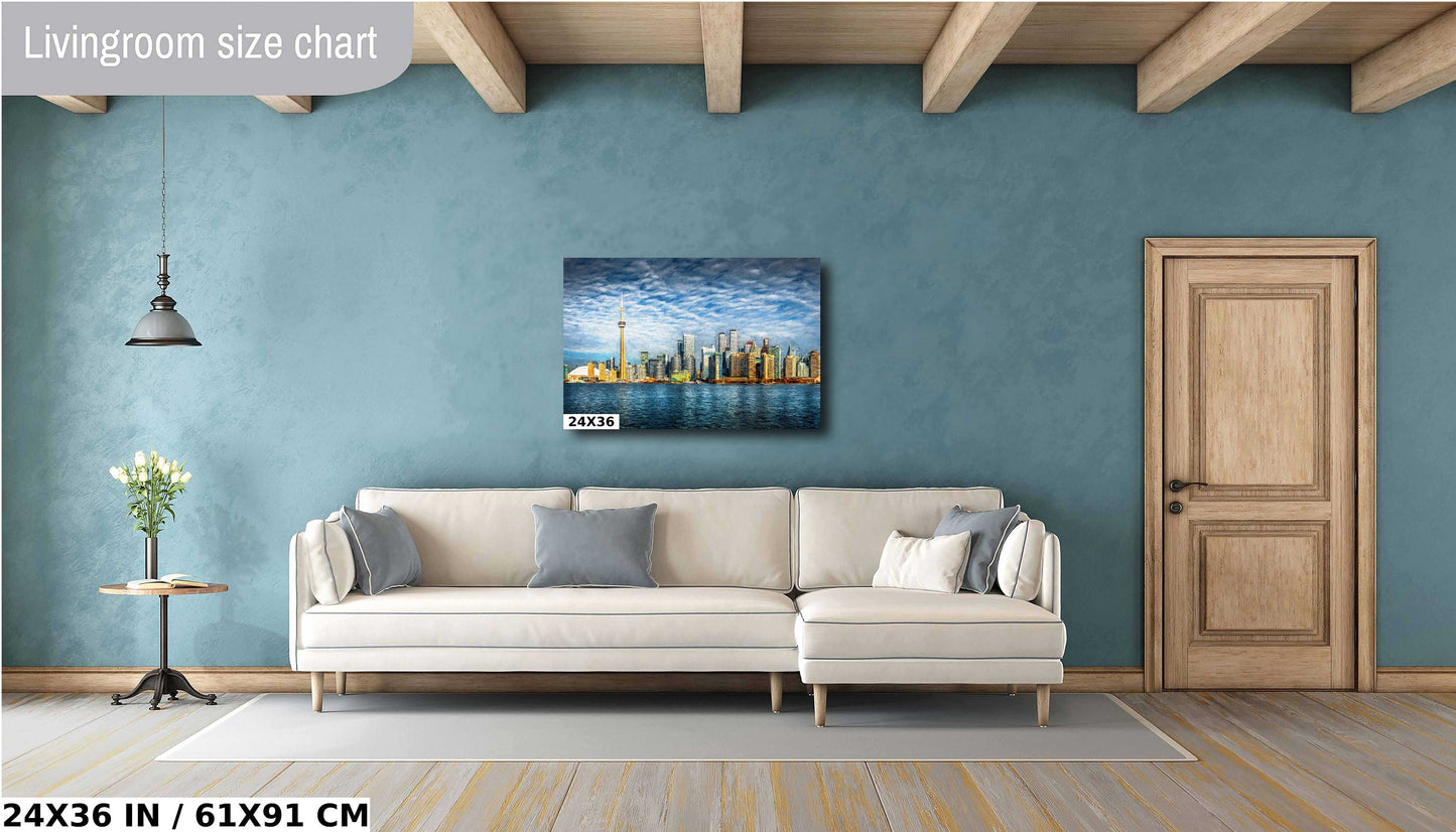 Toronto skyline print, Painterly art, CN Tower, Toronto waterfront, cityscape, urban photography, Toronto photo, Toronto architecture