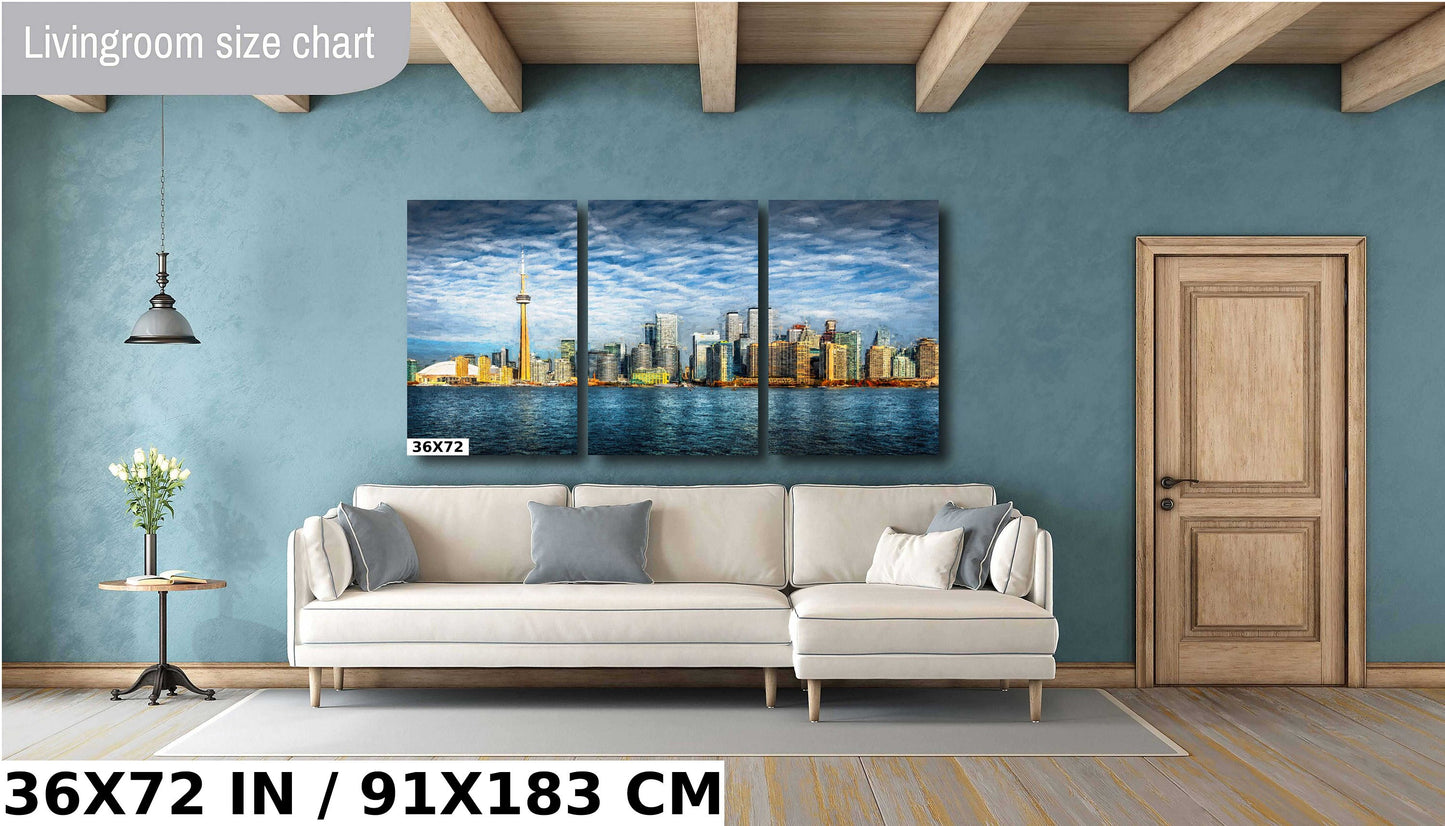 Toronto skyline print, Painterly art, CN Tower, Toronto waterfront, cityscape, urban photography, Toronto photo, Toronto architecture