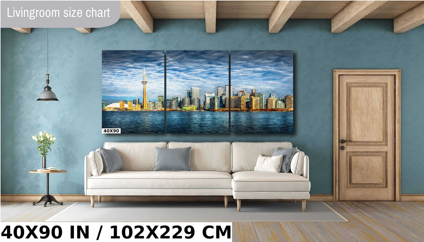 Toronto skyline print, Painterly art, CN Tower, Toronto waterfront, cityscape, urban photography, Toronto photo, Toronto architecture