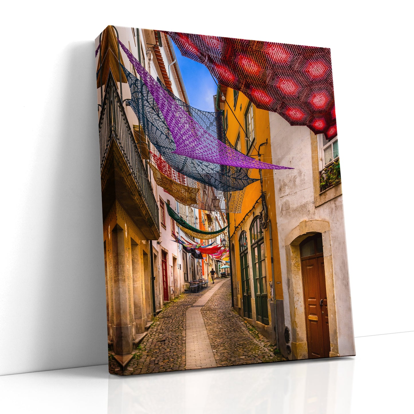 Portugal Street Art, Narrow European street, Coimbra, Modern wall art, Canvas Print, Public Art, home decor, wall decor, interior design