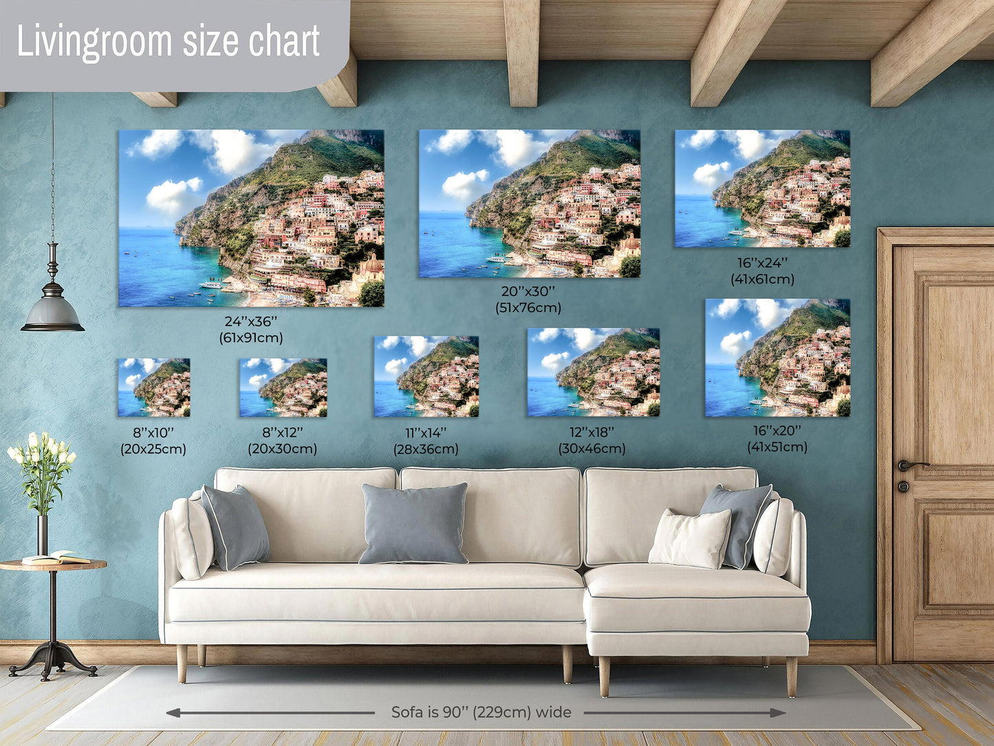 Positano Italy Print on Canvas, Amalfi Coast Photo, Positano Photography, Fine Art, Italy Photography, Beach, Boats