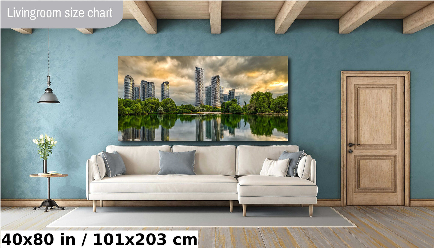 Toronto Skyline, Condo Reflection, Etobicoke Photography, Lakefront Art, Toronto Sunrise, Humberview Trail, Summer Morning, Urban Landscape, Fine Art Photo, Cityscape Print, Golden Hour, Toronto Condos, Peaceful Morning