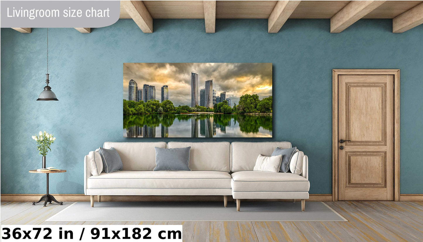 Toronto Skyline, Condo Reflection, Etobicoke Photography, Lakefront Art, Toronto Sunrise, Humberview Trail, Summer Morning, Urban Landscape, Fine Art Photo, Cityscape Print, Golden Hour, Toronto Condos, Peaceful Morning