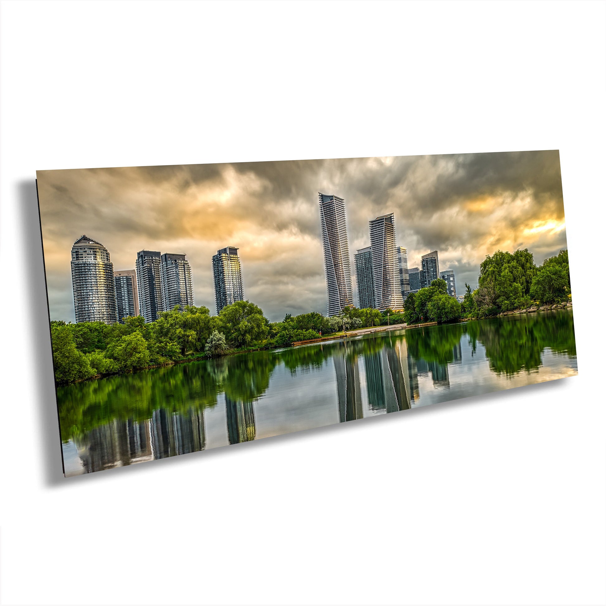 Toronto Skyline, Condo Reflection, Etobicoke Photography, Lakefront Art, Toronto Sunrise, Humberview Trail, Summer Morning, Urban Landscape, Fine Art Photo, Cityscape Print, Golden Hour, Toronto Condos, Peaceful Morning