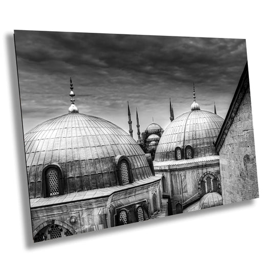 Istanbul photography, Blue Mosque, Hagia Sophia, black and white, fine art, architecture, historic, travel, cityscape, Turkish landmarks, timeless beauty, cultural heritage, visual art