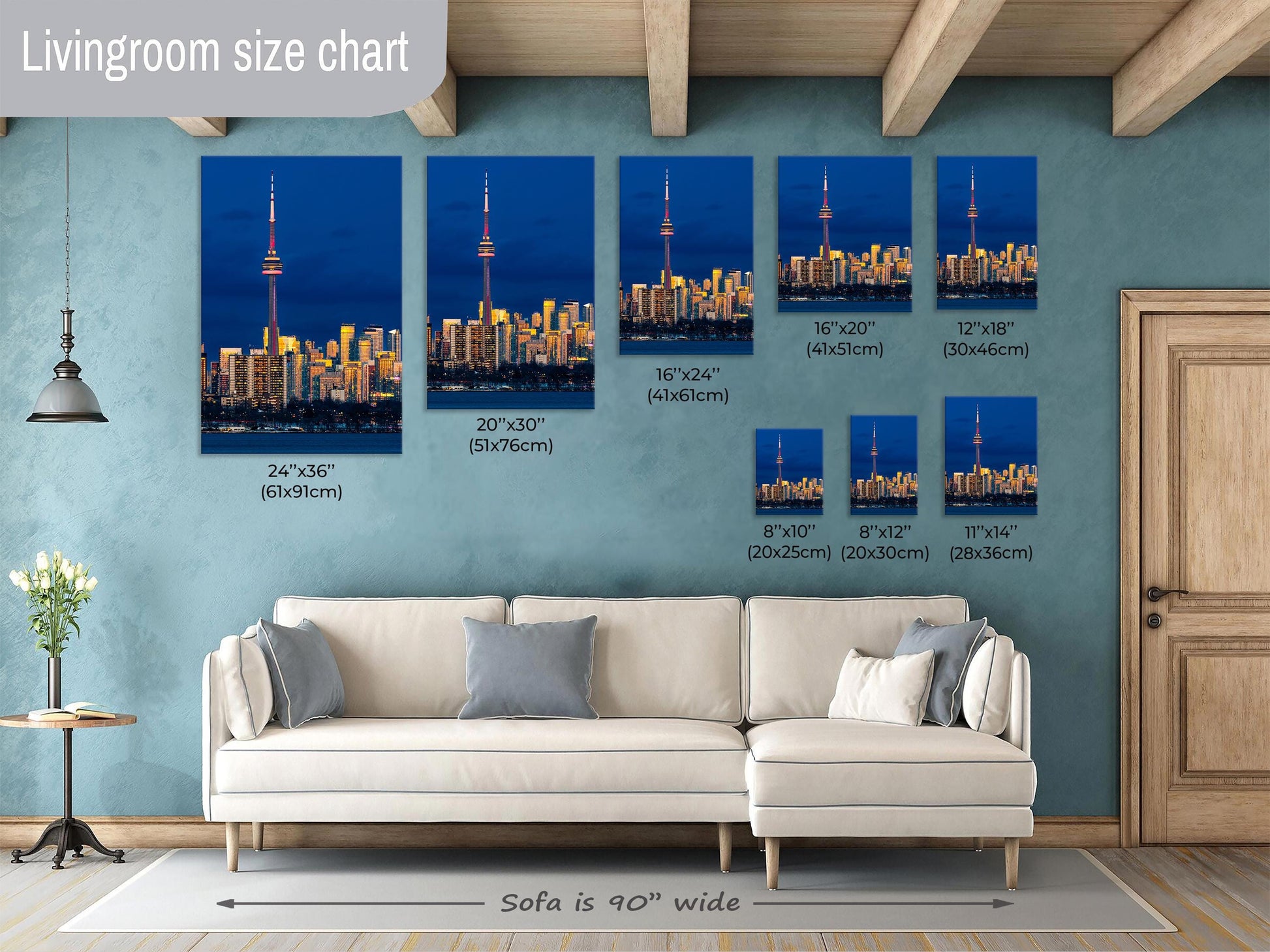 Blue Sunset, CN Tower, gold buildings, modern art, reflections, Toronto waterfront, Toronto Architecture, modern buildings