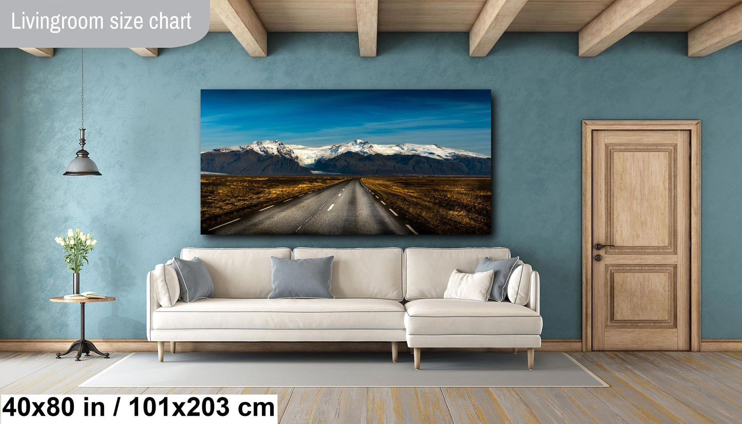 Iceland landscape photo, nature print, vast plains photo, volcanic mountains art, black soil contrast, golden grass print, Iceland wall decor, snow-capped peaks, black rock photography, Iceland scenery print, nature landscape art, calm and peaceful.