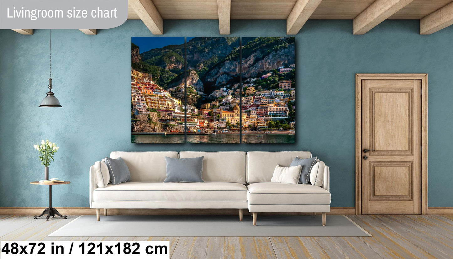 Positano photo, Italy photography, Positano wall art, coastal town photo, lovers paradise print, vibrant Italian art, golden dome Positano, seaside town print, Italian travel photo, colorful town art, Italy wall decor, Positano landscape print