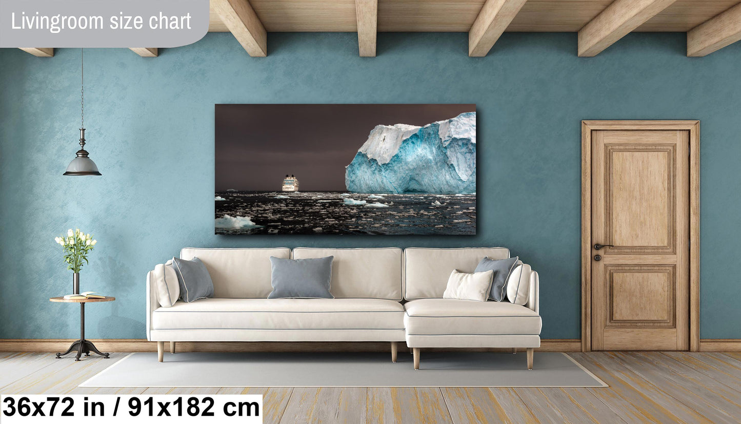 Large Iceberg Canvas Print, Cruise Ship and Iceberg, Antarctic Photography,  Photo Art, Canvas Wall Art, Anniversary Gift, Seabourn Cruise