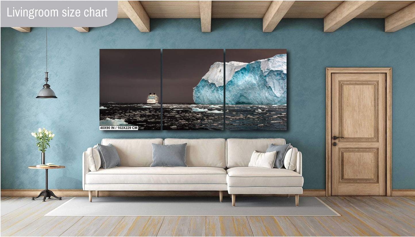 Large Iceberg Canvas Print, Cruise Ship and Iceberg, Antarctic Photography,  Photo Art, Canvas Wall Art, Anniversary Gift, Seabourn Cruise