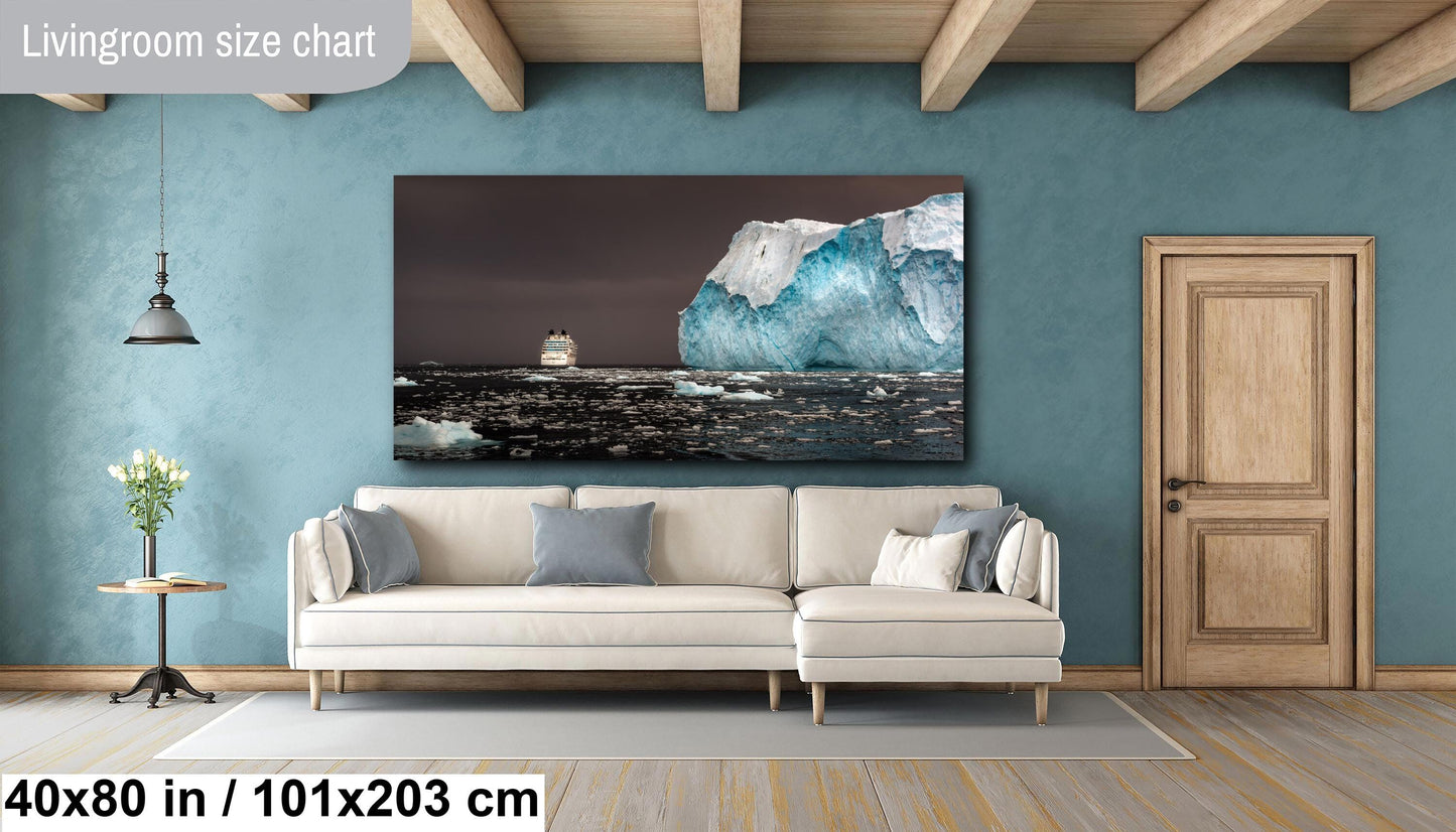 Large Iceberg Canvas Print, Cruise Ship and Iceberg, Antarctic Photography,  Photo Art, Canvas Wall Art, Anniversary Gift, Seabourn Cruise