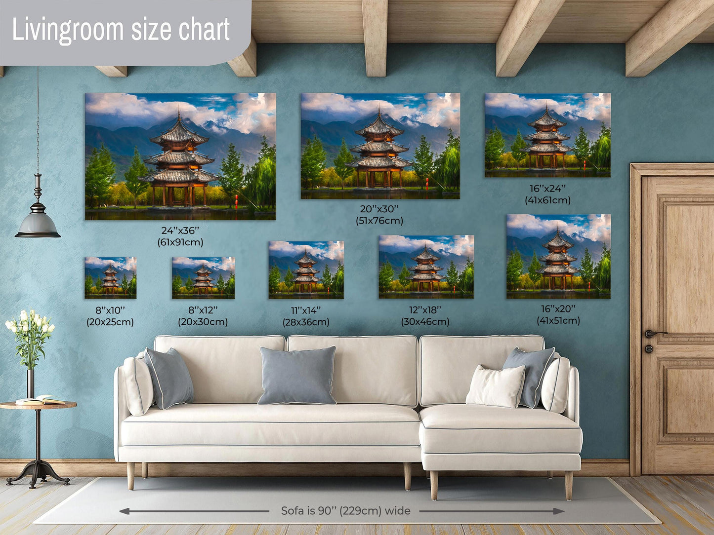 Pagoda Print on Canvas, Painterly Art Print, China Photography, Canvas Wall Art, Home Decor, Photo Art