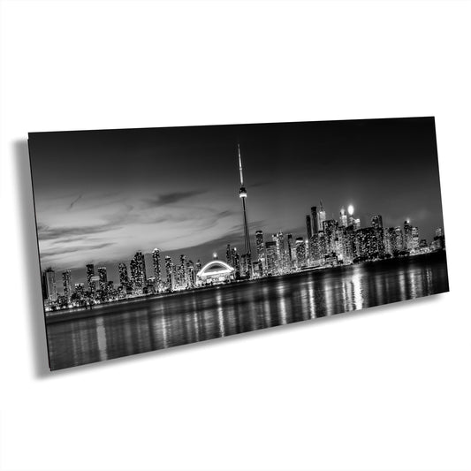 Toronto Panorama Cityscape Photography, Black and White Print, Panorama Photo Art, Canvas Print, Canvas Wall Art, CN Tower