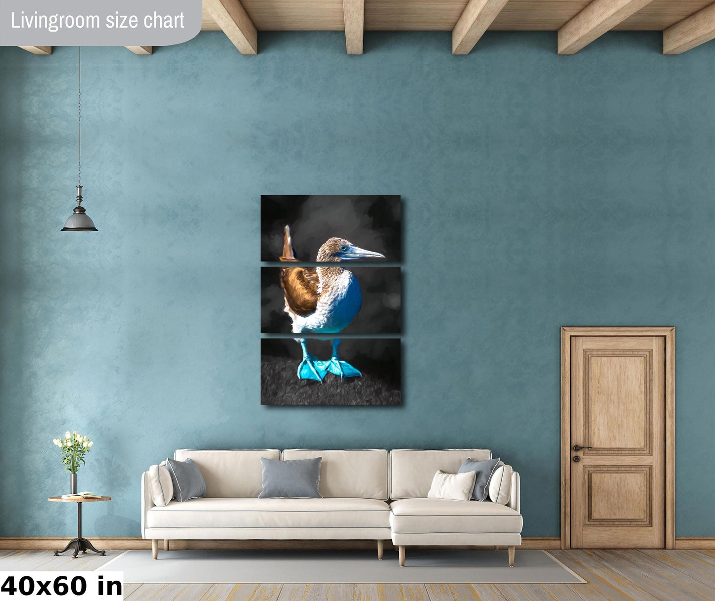 Blue Footed Booby Canvas Print, Galapagos Islands, Bird Photography, Canvas Print, Wall Art, Painterly Photo Art, Nature, Travel, Gift