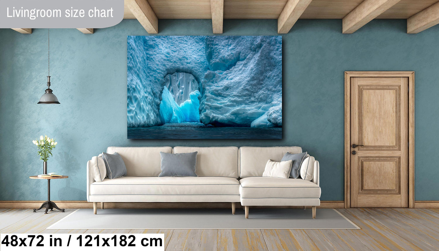 Antarctic Blue Ice Canvas Print, Photo Art, Canvas Wall Art, Antarctic Photography, Anniversary Gift, Iceberg Photography, Modern Art