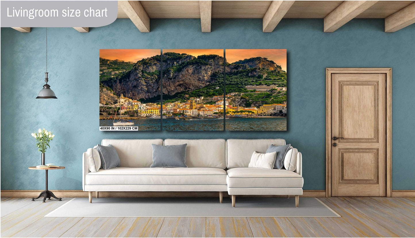 Amalfi Italy Canvas Print, Italy Photography, Amalfi Coast Photo, Photo Art, Amalfi Photography, Honeymoon, Travel, Gift, Sunset, Sailboat