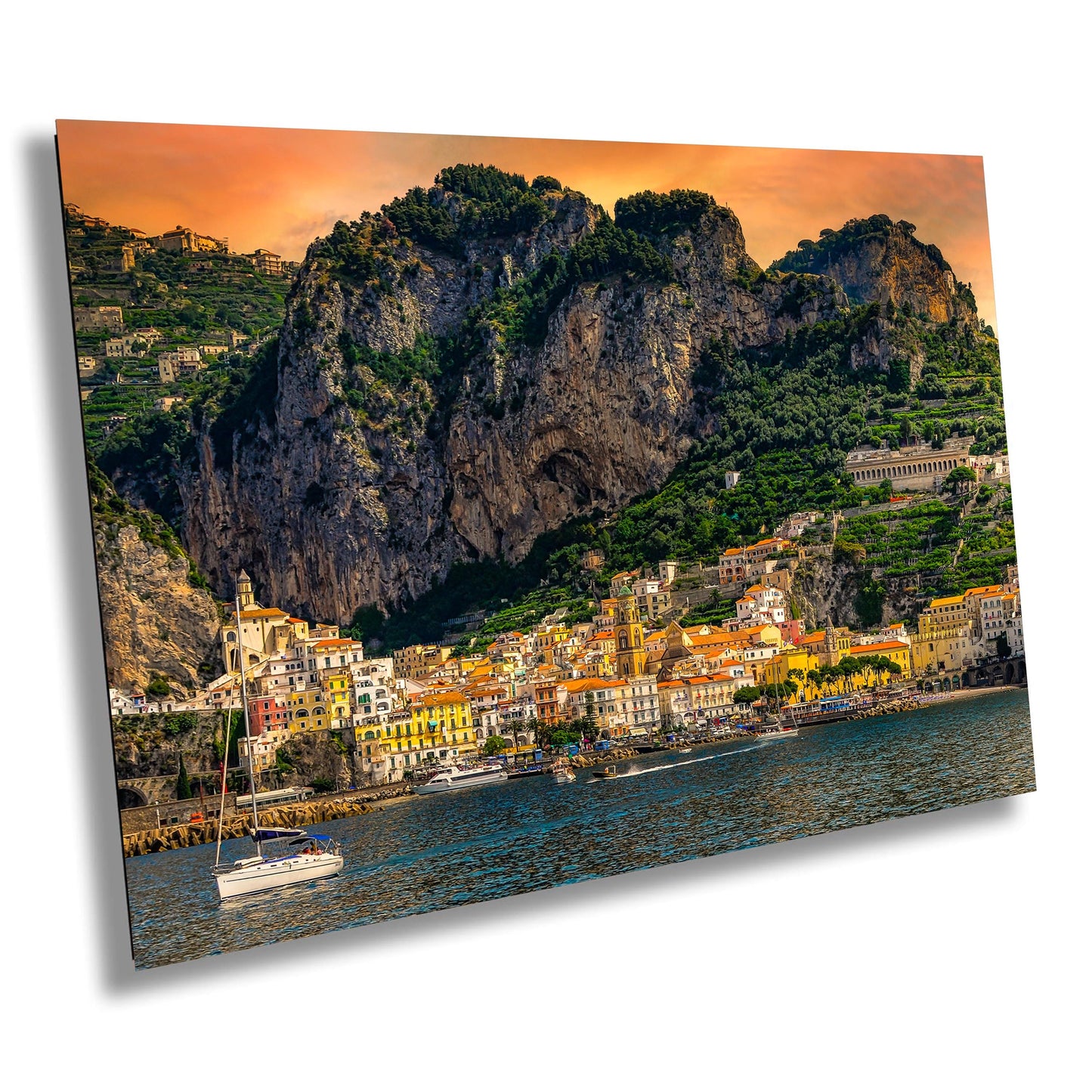 Amalfi Italy Canvas Print, Italy Photography, Amalfi Coast Photo, Photo Art, Amalfi Photography, Honeymoon, Travel, Gift, Sunset, Sailboat