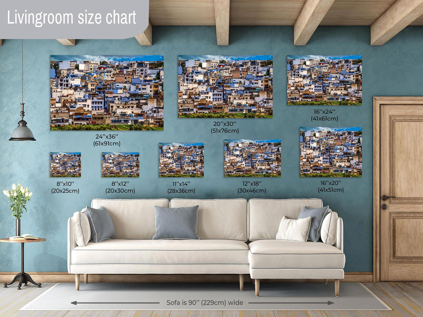 Chefchaouen Canvas Print, Blue City Morocco, Morocco Cityscape, Morocco Travel Print, Morocco Wall Art