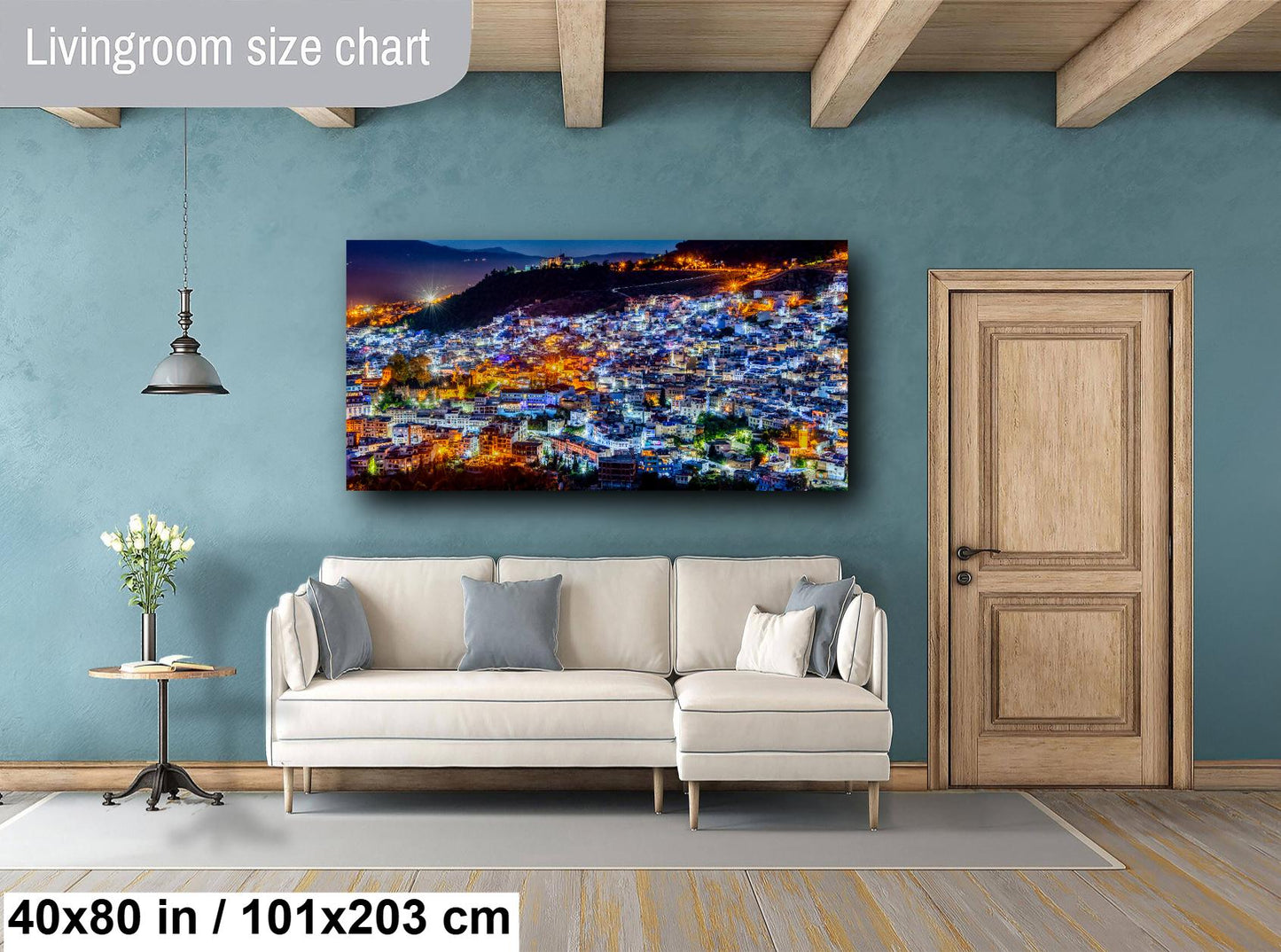 Chefchaouen Canvas Print, Blue City Morocco, Morocco Cityscape, Morocco Travel Print