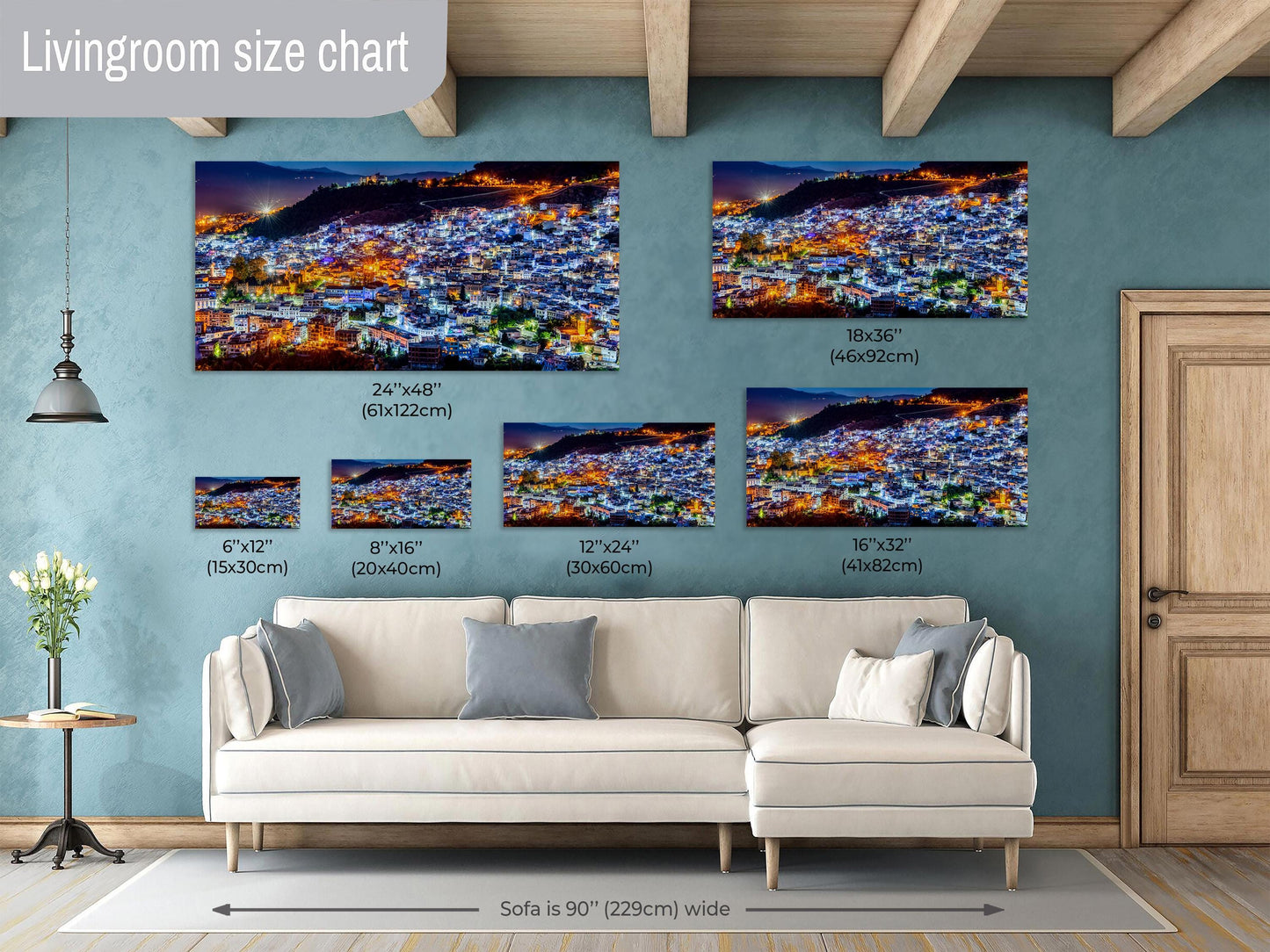 Chefchaouen Canvas Print, Blue City Morocco, Morocco Cityscape, Morocco Travel Print