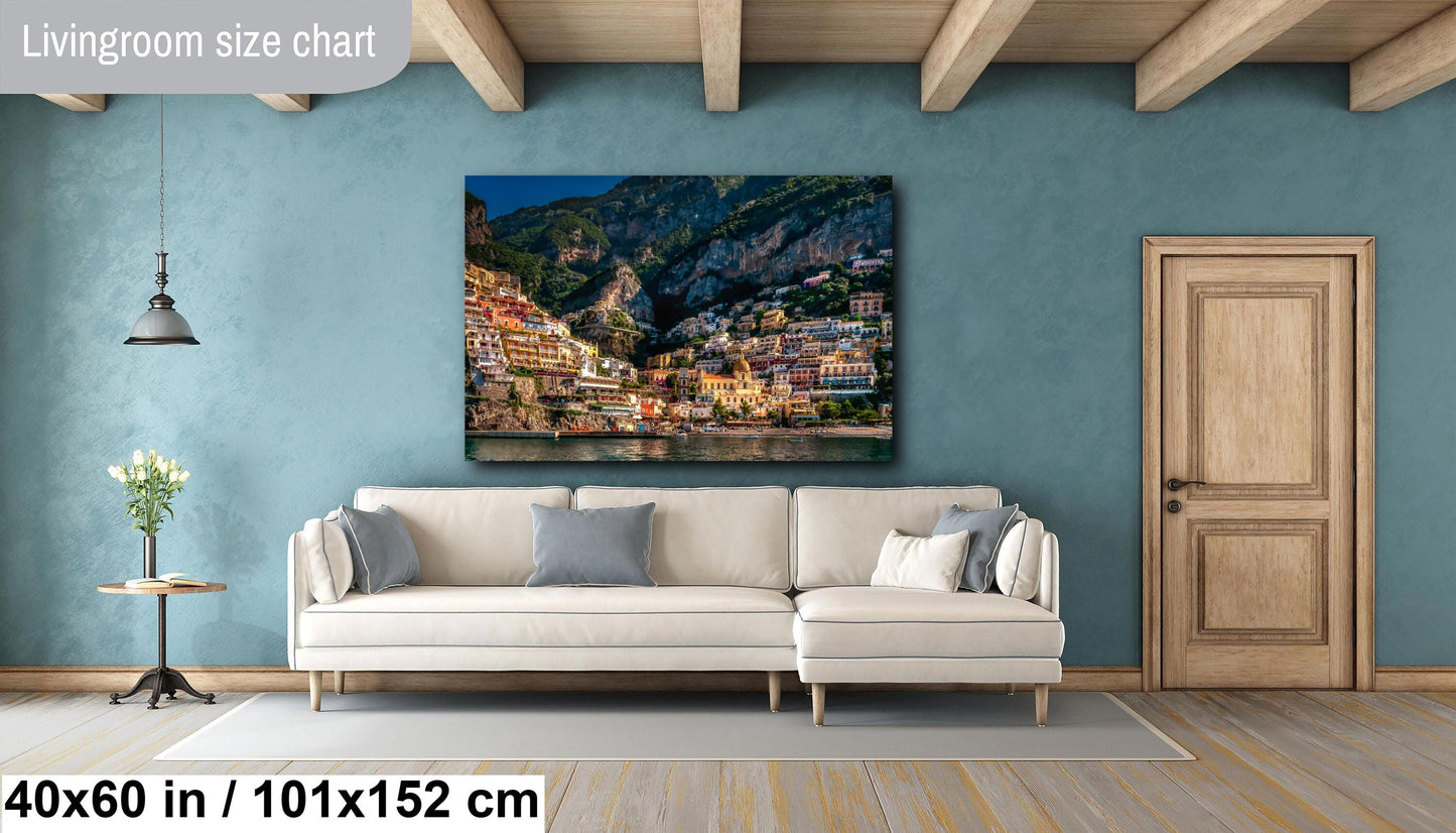 Positano photo, Italy photography, Positano wall art, coastal town photo, lovers paradise print, vibrant Italian art, golden dome Positano, seaside town print, Italian travel photo, colorful town art, Italy wall decor, Positano landscape print