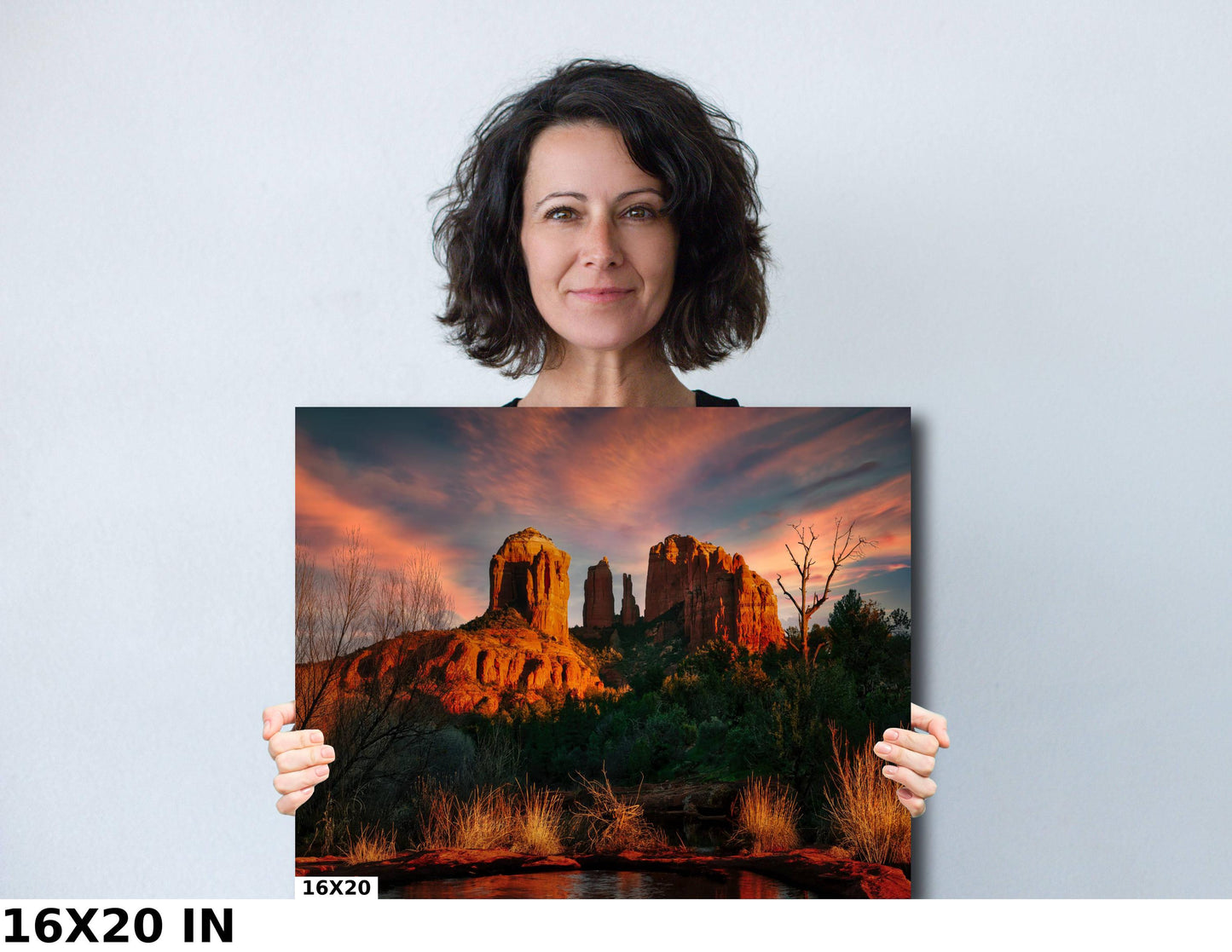 Sedona Cathedral Rock, Sunset, Arizona Wall Art Canvas Print, Sonoran scenic landscape, Red Rocks home art decor, wall decor, nature art