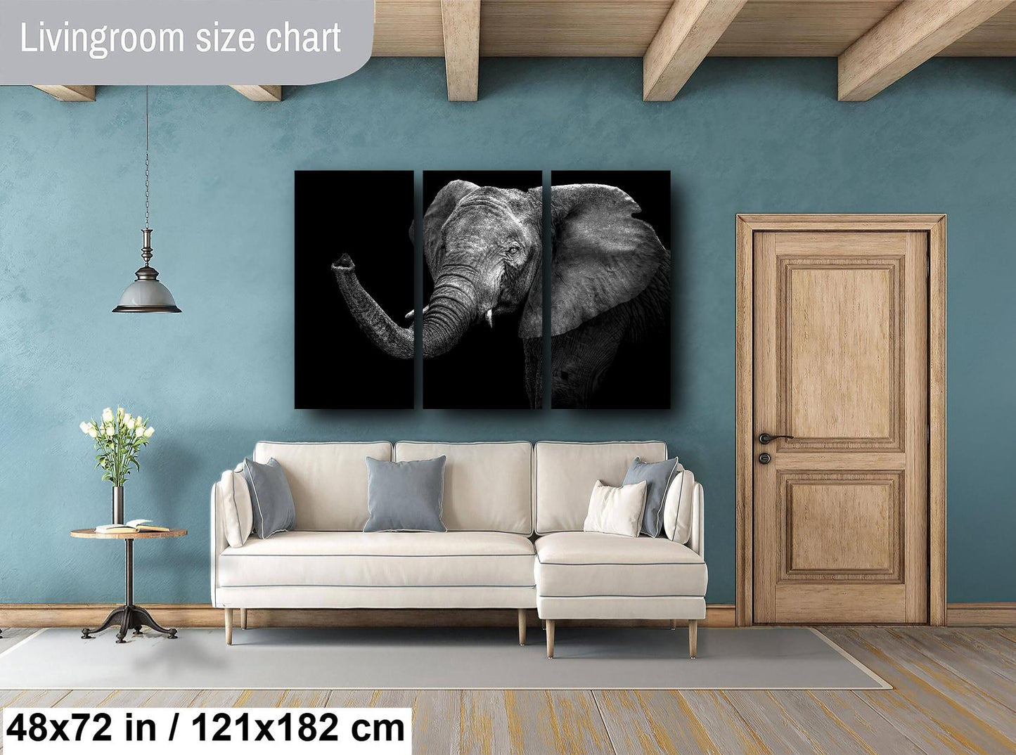 Elephant Canvas Print, Travel Print, Black and White, Safari Print, Wall Art, Big 5, Nature, Wild Animals, South Africa