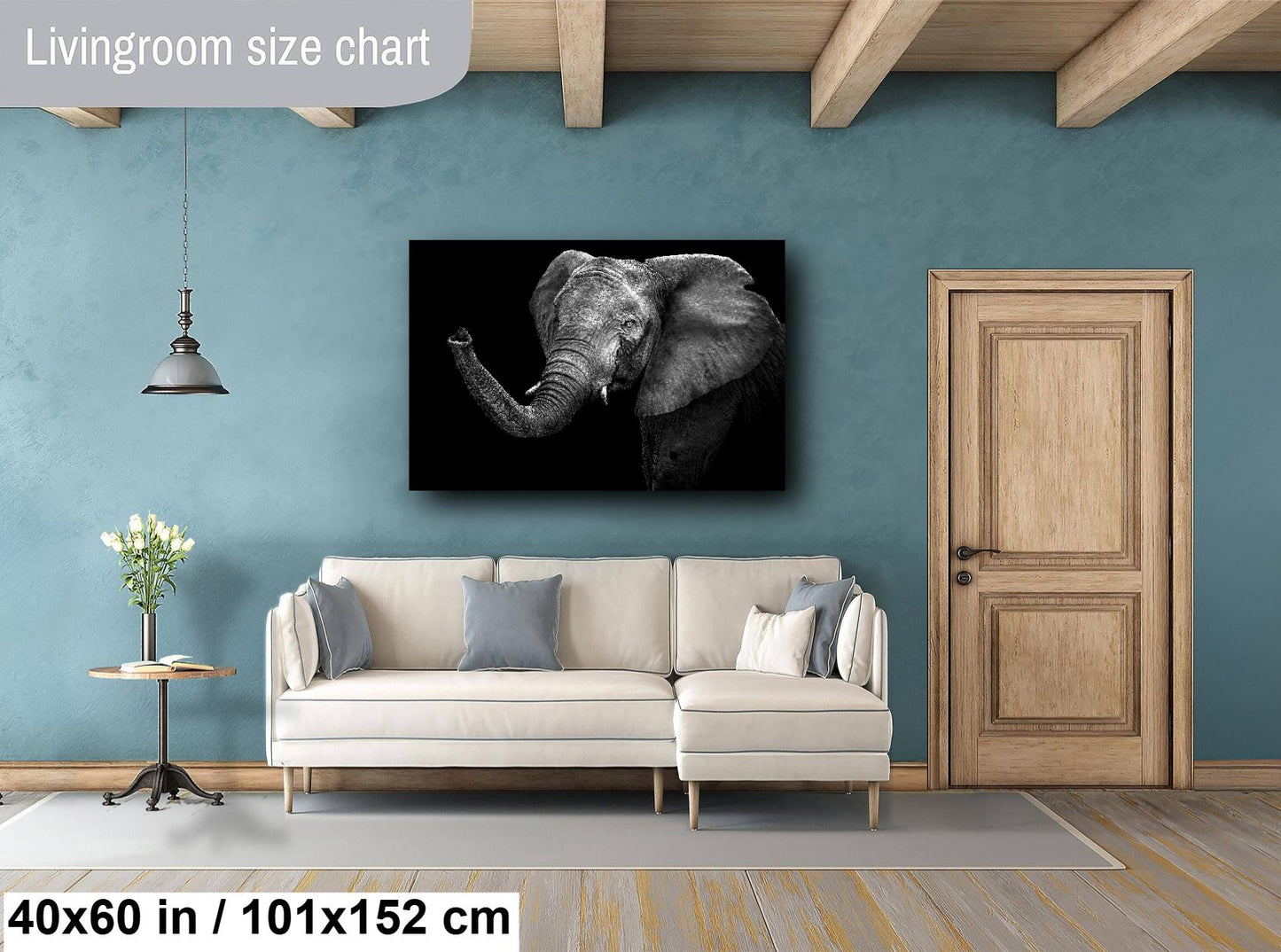 Elephant Canvas Print, Travel Print, Black and White, Safari Print, Wall Art, Big 5, Nature, Wild Animals, South Africa