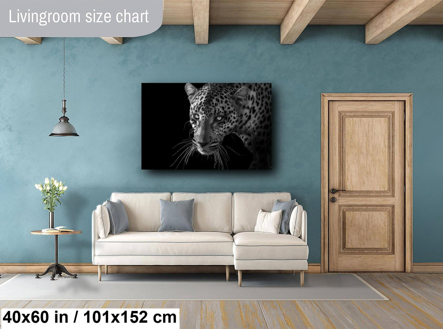 African Leopard Canvas Print, Travel Print, Black and White, Safari Print, Wall Art, Big Five, Nature, Wild Animals, South Africa