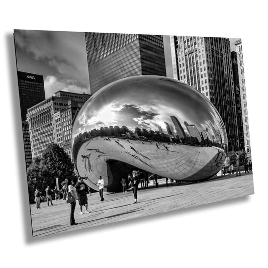 Chicago Sculpture Photo on Canvas, Chicago Cityscape, Modern Sculpture, Photo Art, Canvas Wall Art, Black White Canvas Print