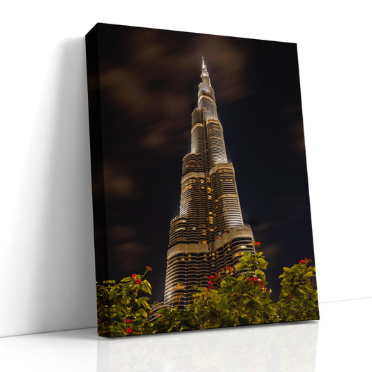 Architecture Photography on Canvas, Burj Khalifa Photo, Dubai Tower, Architecture Photo Art, Dubai Photography, Canvas Wall Art