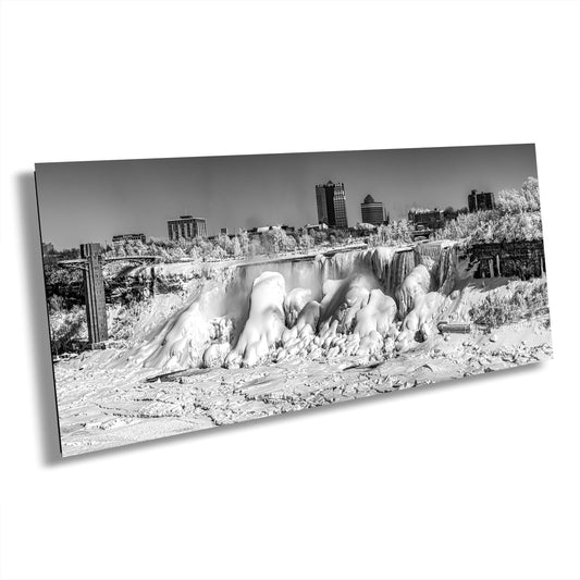 Niagara Falls Canvas Print, Panorama, Waterfalls, Photo Art, Wedding Gift, Black and White, Wall Art, Ice Photography, Nature, Snow