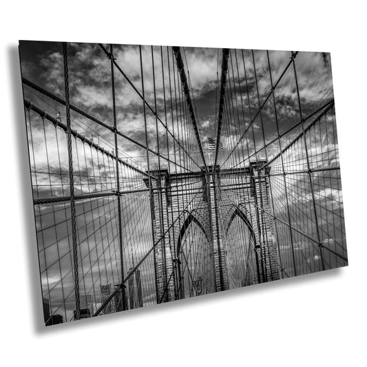 New York Print, Black and White, Brooklyn Bridge, Canvas Wall Art, Cityscape Image, Photo Art, Architecture Art