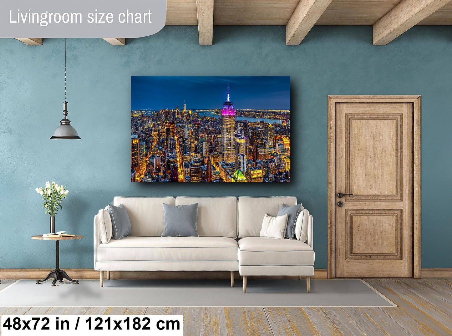 New York City Print, Skyline Night, Canvas Wall Art, Cityscape Image, Photo Art, Architecture Art, Modern Wall Decor, Manhattan Cityscape