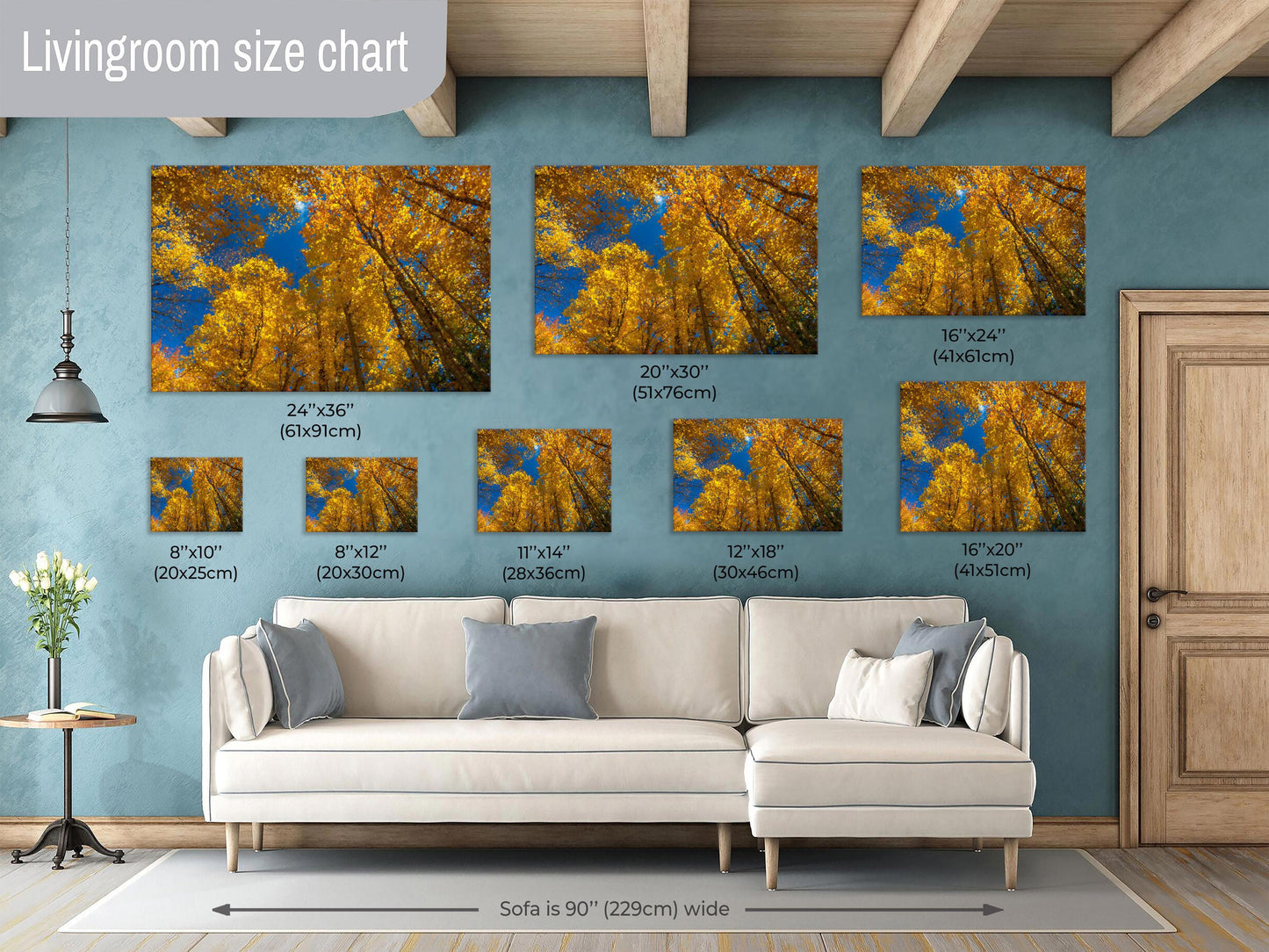 Golden Fall Leaves on Canvas, Painterly Art, Photo Art, Autumn Forest Photography, Canvas Wall Art, Yellow Autumn Leaves