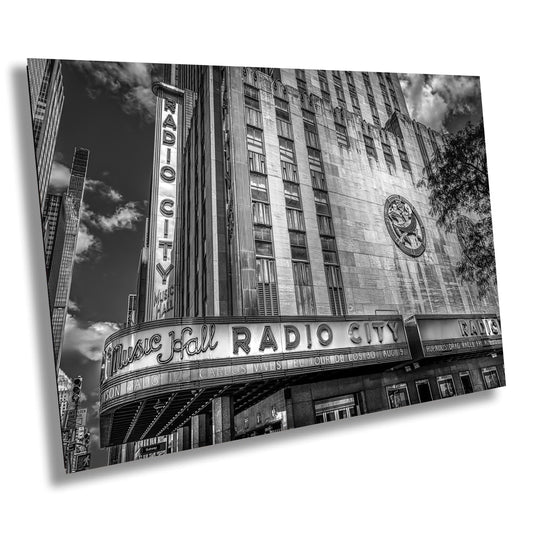 New York Print, Radio City Music Hall, Canvas Wall Art,  Cityscape Image, Black and White, Architecture Art, Modern Wall Decor, Times Square