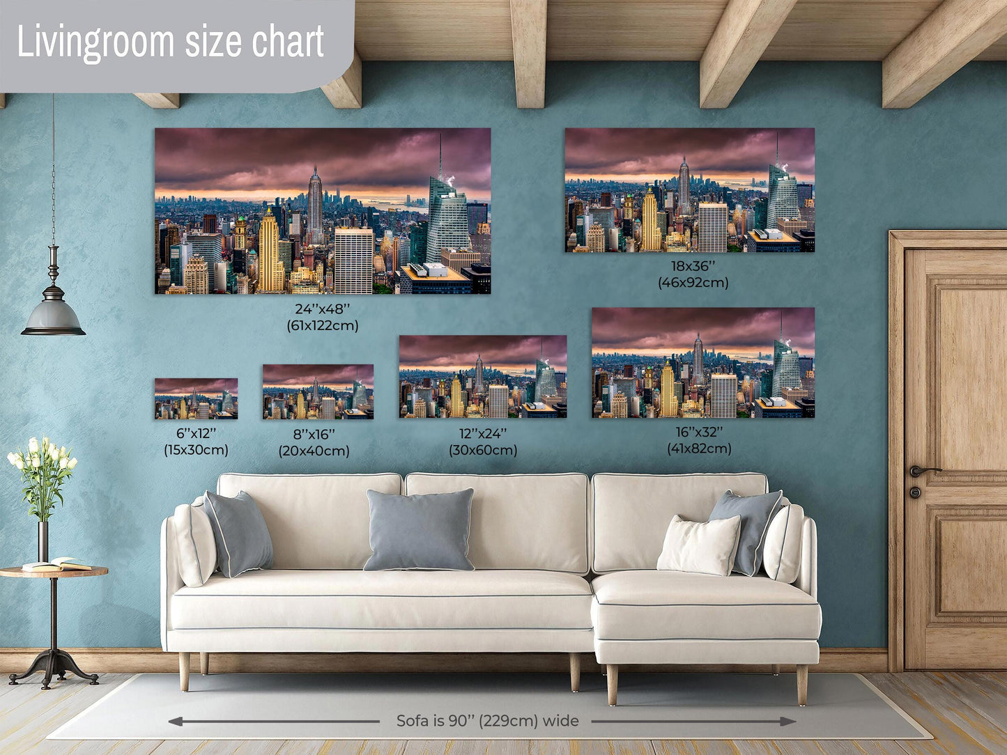 New York Skyline Print, Canvas Wall Art, Cityscape Image, Photo Art, Canvas Print, Art Deco Buildings